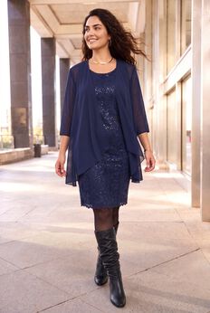 Sparkling Lace Jacket Dress
