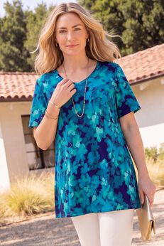 Easy Fit Short Sleeve V-Neck Tunic