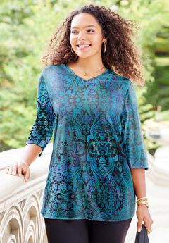 Easy Fit 3/4-Sleeve V-Neck Tunic
