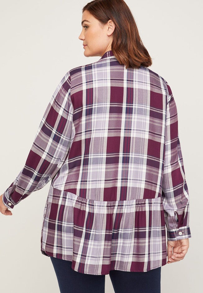 Peplum Perfection Buttonfront Tunic (With Pockets), , on-hover image number 1