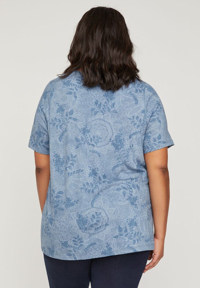 Botanical Lace V-Neck Tee, , on-hover image number null