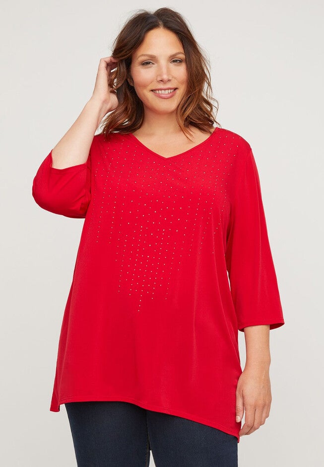 Sparkle Knit Top, RED, hi-res image number null