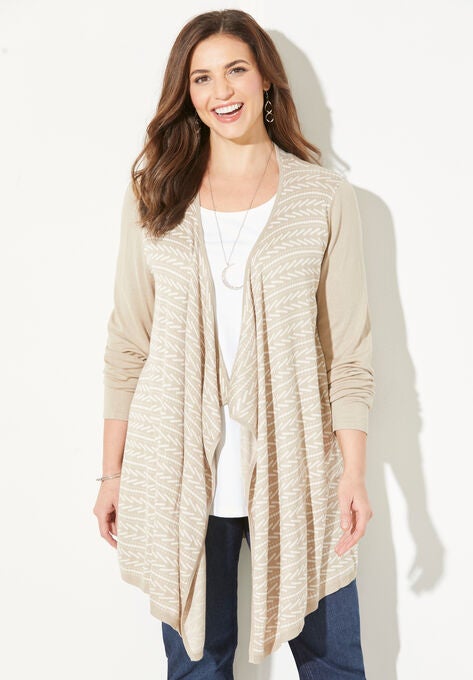 Jacquard Cardigan, CHAI LATTE, hi-res image number null