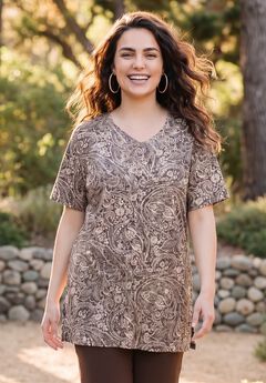 Easy Fit Short Sleeve V-Neck Tunic