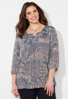 Santa Fe Peasant Top, BLACK PATCHWORK, hi-res image number null