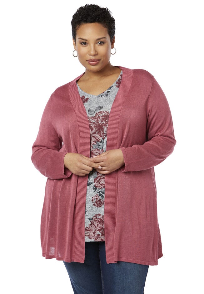 Split-Back Cardigan, ROSE WINE, hi-res image number null