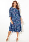 Strawbridge Fit & Flare Dress, VIBRANT TURQ OUTLINED PAISLEY, hi-res image number null