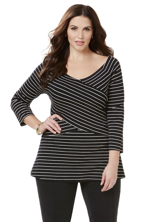 Curvy Collection Starlet Top, BLACK STRIPE, hi-res image number null