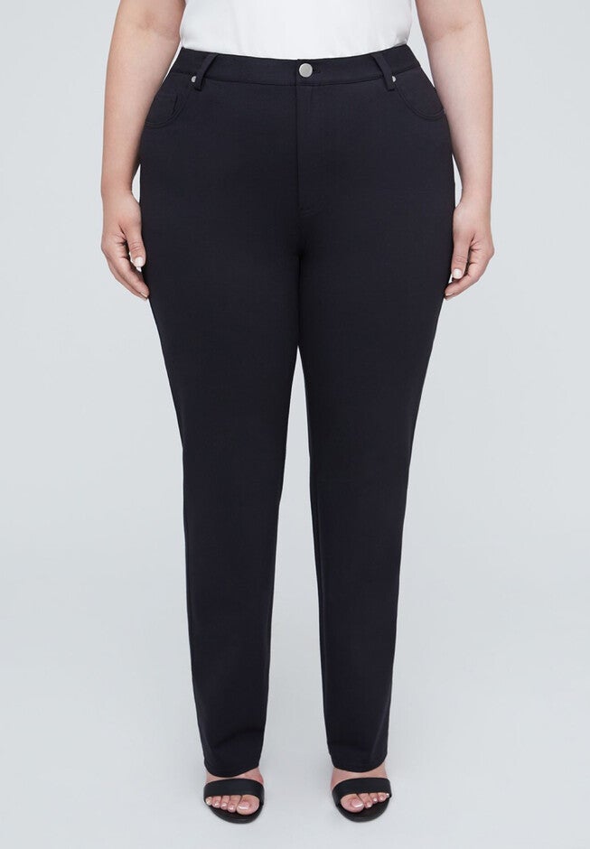 Straight Leg Ponte Pant, BLACK, hi-res image number null