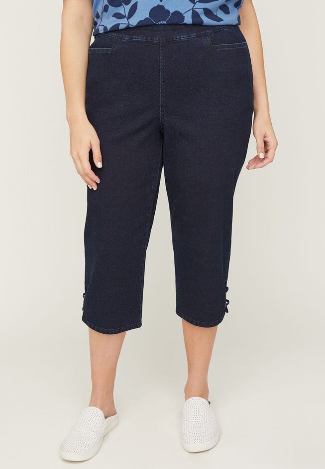 Essential Flat Front Denim Capri, OXFORD BLUE WASH, hi-res image number null