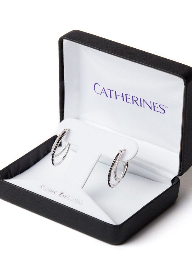 Cubic Zirconia Circles Of Light Earrings, BLACK, hi-res image number 0