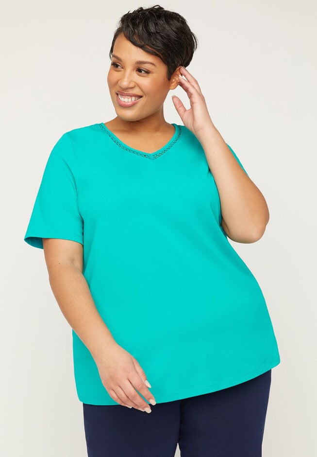 Crochet-Inset Suprema Top, TROPICAL GREEN, hi-res image number 0
