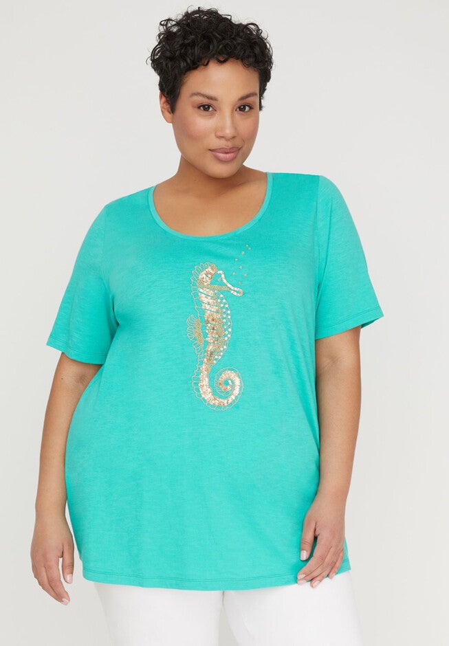 Seahorse Slub Tee, BLUE HAWAIIAN, hi-res image number null