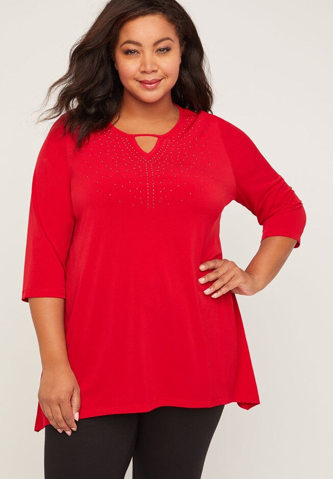 Embellished Waterwood Top, RED, hi-res image number null