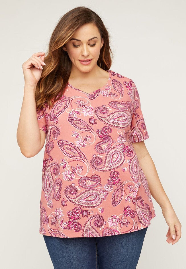 Perfect Paisley Tee, PINK PAISLEY, hi-res image number 0