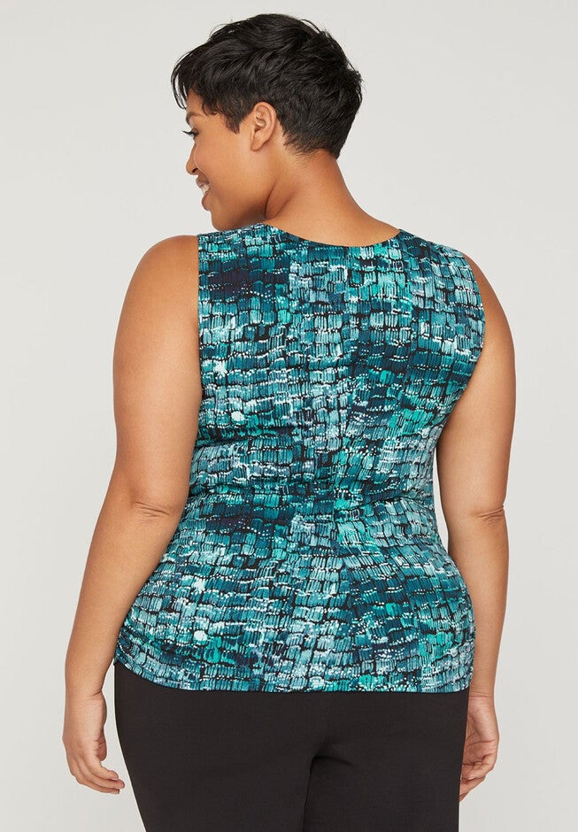 Curvy Collection Mixed Media Tank in Print, , on-hover image number null