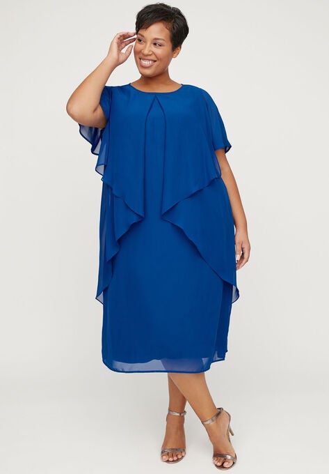 Sapphire Flyaway Shift Dress, BRILLIANT SAPPHIRE, hi-res image number null