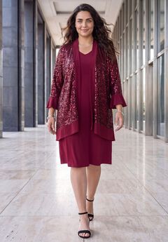 Dahlia Dress & Sequin Mesh Cardigan 2-Piece Set