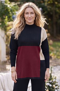 Mock Neck Colorblock Sweater