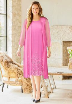 Beaded Trim Jacket Dress Set