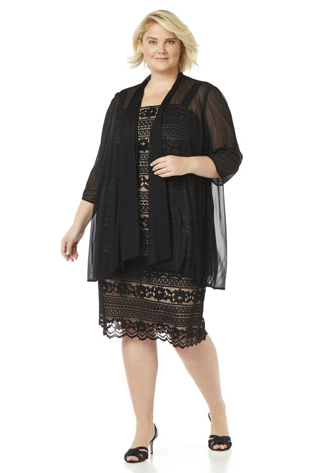 Moonlight Lace Jacket Dress, BLACK, hi-res image number null