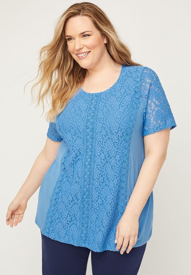 Riviera Embroidered Lace Top, RIVIERA, hi-res image number null