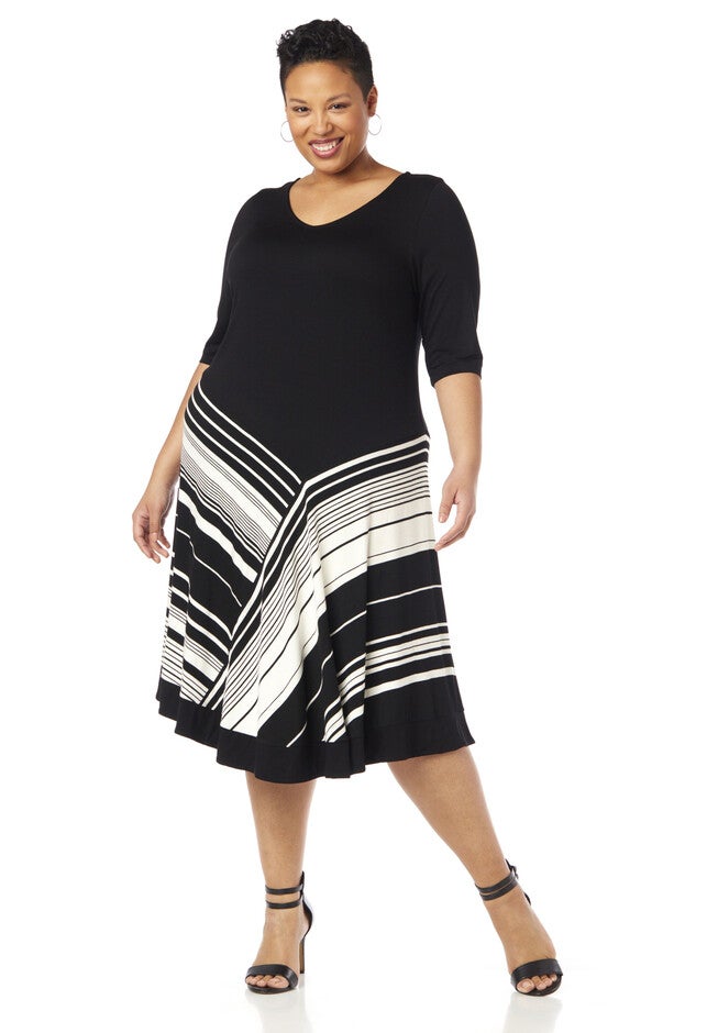 Sonata Stripe Dress, BLACK, hi-res image number null