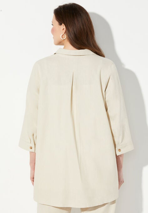 Classic Linen Buttonfront Shirt, , on-hover image number null