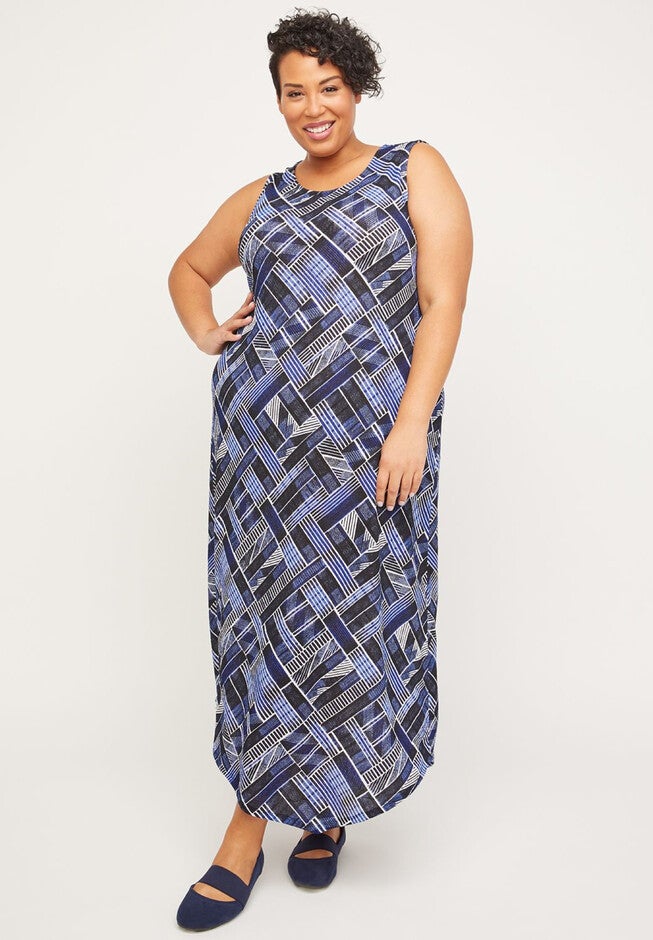 AnyWear Cobblestone Maxi Dress, BLUE ETHNIC PRINT, hi-res image number 0