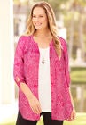 Georgette Buttonfront Tie Sleeve Cafe Blouse, , alternate image number null