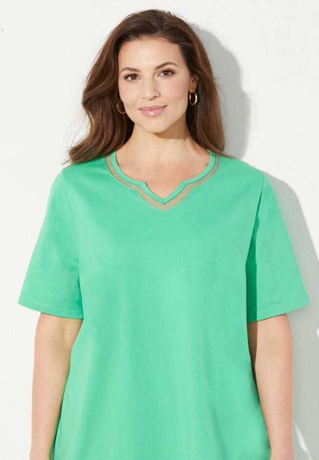 Suprema® Mesh Trim Tee, , alternate image number null