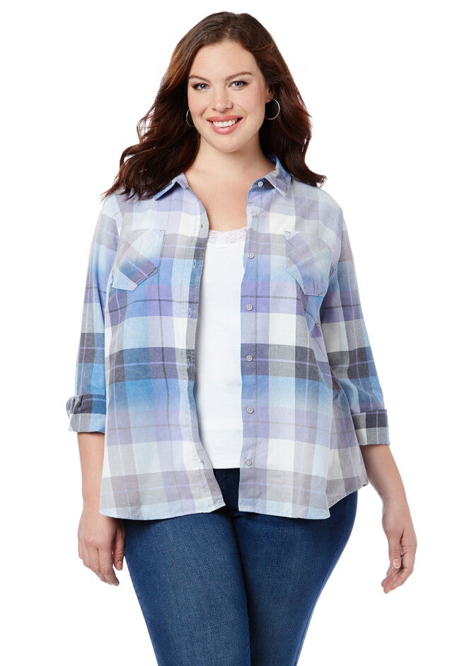 Sunny Afternoon Plaid Shirt, BLUE, hi-res image number null