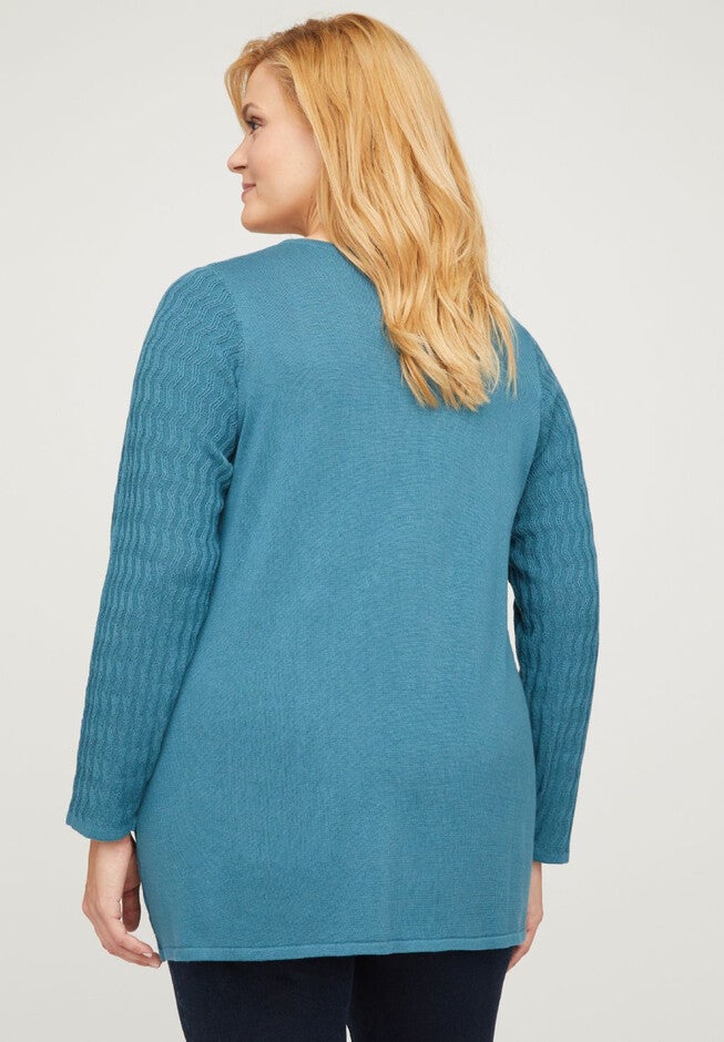Textured Keyhole Pullover Sweater, , on-hover image number 1