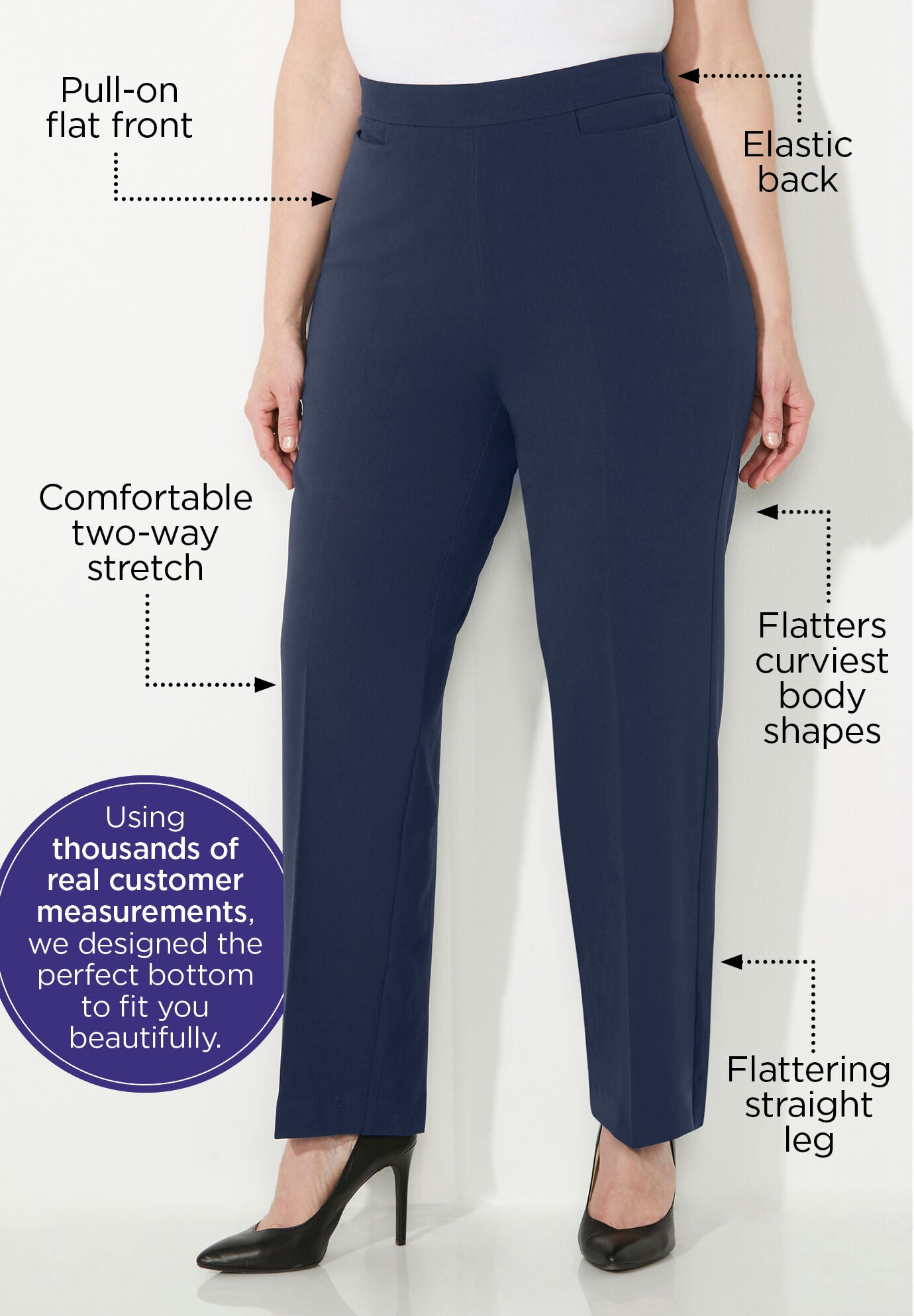Catherines Women s Plus Size Refined Pull On Curvy Pant 2X Midnight