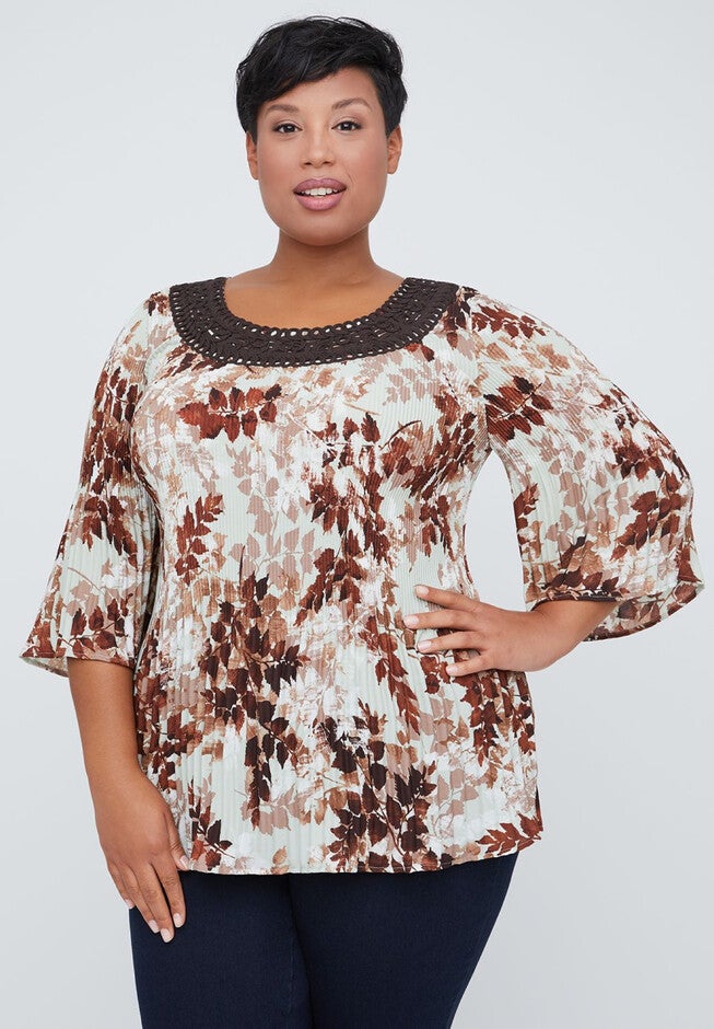 West Valley Park Pleated Top, CHOCOLATE GANACHE, hi-res image number null