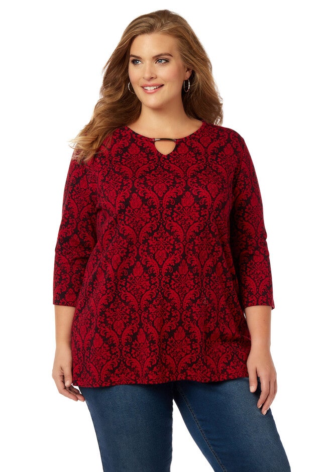 Damask Dreams Top, RED, hi-res image number null