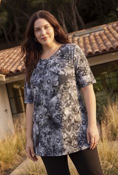 Easy Fit Short Sleeve V-Neck Tunic