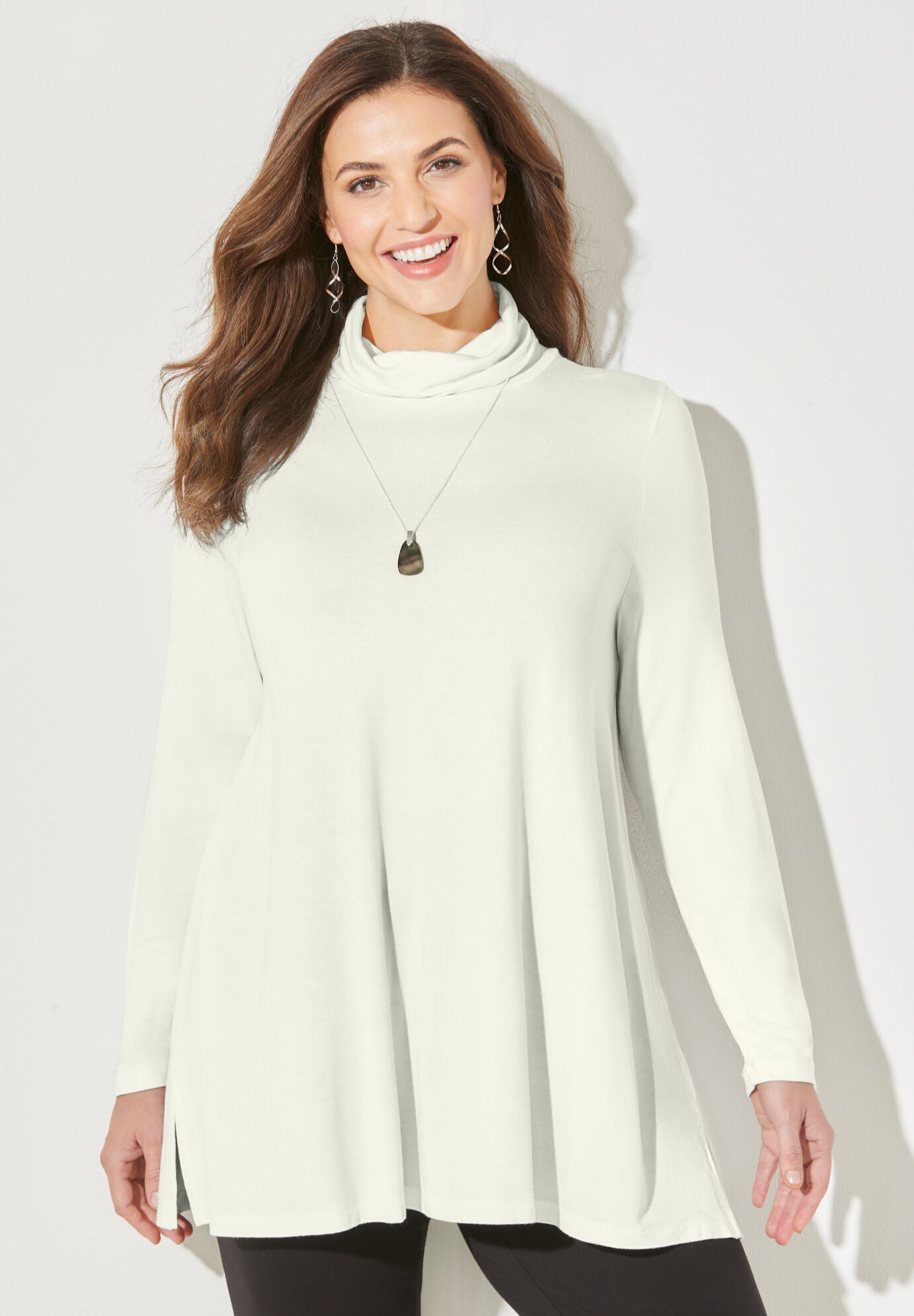 Turtleneck swing dress deals
