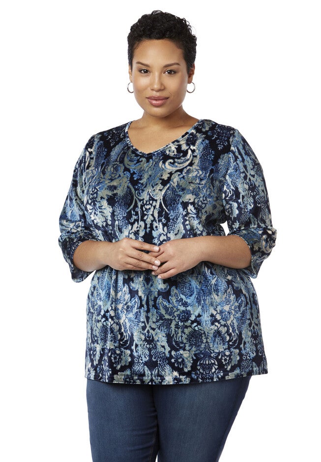 Soft Blooms Top, MARINER NAVY, hi-res image number null