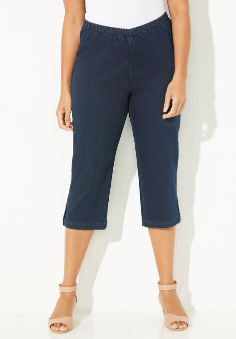 Everyday Capri with Sparkle Hem, DARK WASH, hi-res image number null