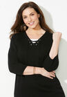 Fine Gauge Lace-Up Sweater, , alternate image number null