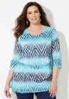 Poetry Tiered Tee, AQUA BLUE ABSTRACT GEO, hi-res image number null