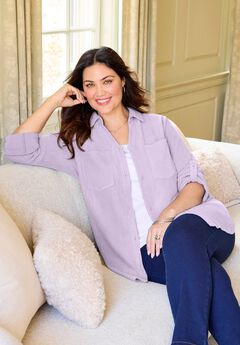 Brushed Cozy Rib Button Front Tunic