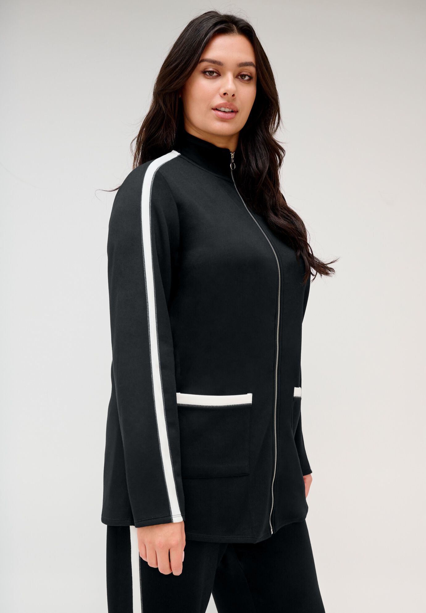 Refined Scuba Jacket, BLACK WHITE, alternate image number 2