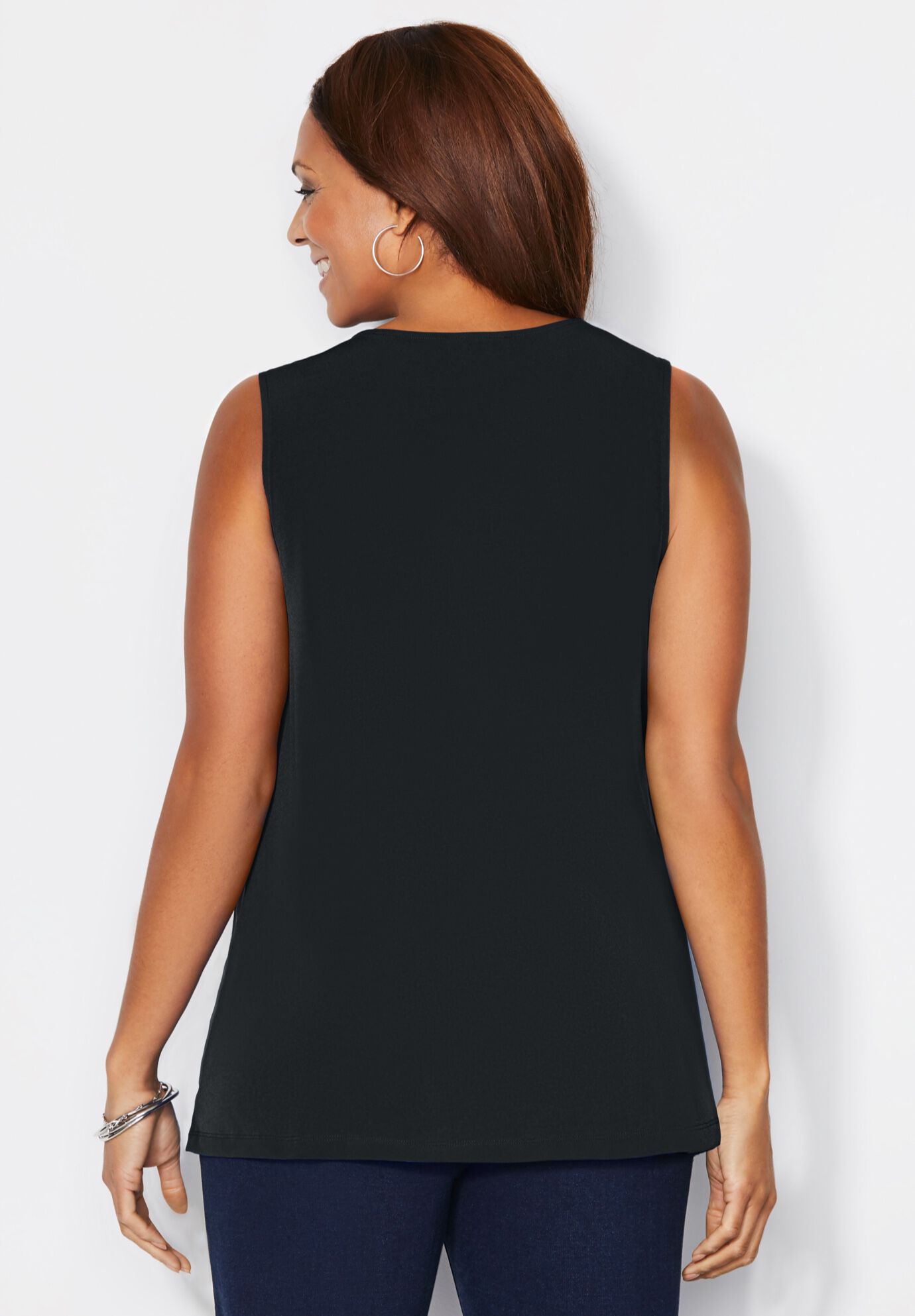 Crisscross Timeless Tunic Tank for Women, Black | Catherines