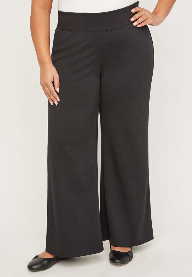 Ponte Pull-On Wide Leg Pant, BLACK, hi-res image number 0
