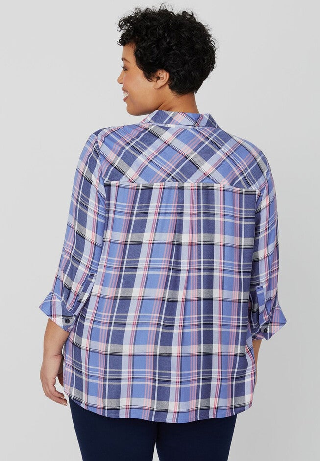 Yarn-Dyed Buttonfront Blouse, , on-hover image number null