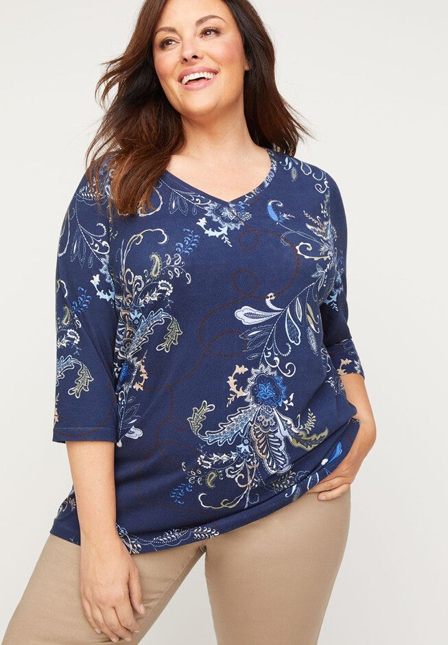 Dream Lake Top, NAVY PAISLEY PRINT, hi-res image number null