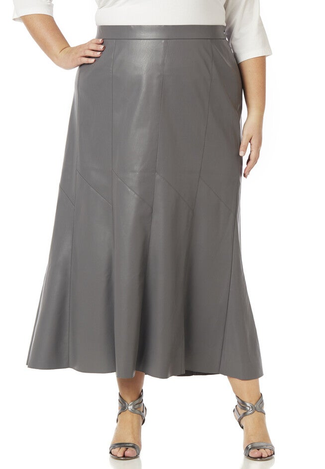 Black Label Vegan Leather Skirt, RAILROAD, hi-res image number null