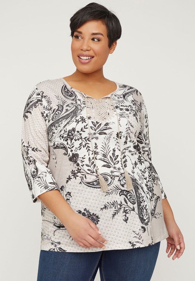 Sparkling Paisley Peasant Top, PLAYFUL PAISLEY, hi-res image number null